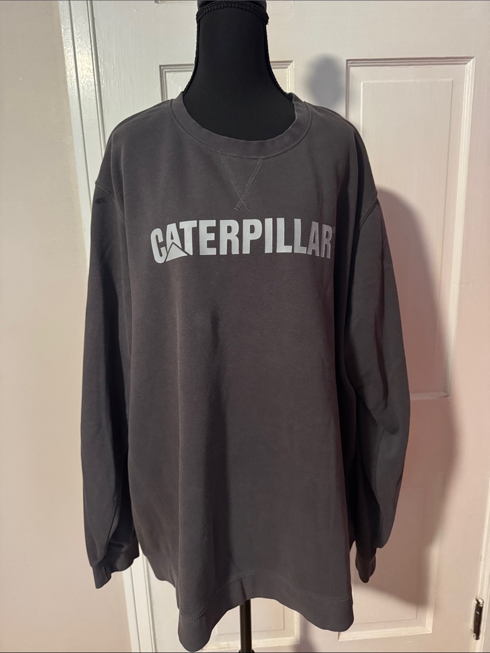 Caterpillar Men's  Charcoal Gray Sweatshirt with White Logo Size 2XL